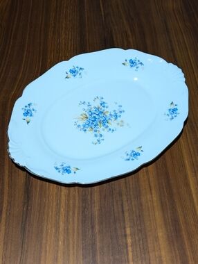 Vintage "Forget Me Nots" Pattern 12" Oval Platter Toscport China Czechoslovakia